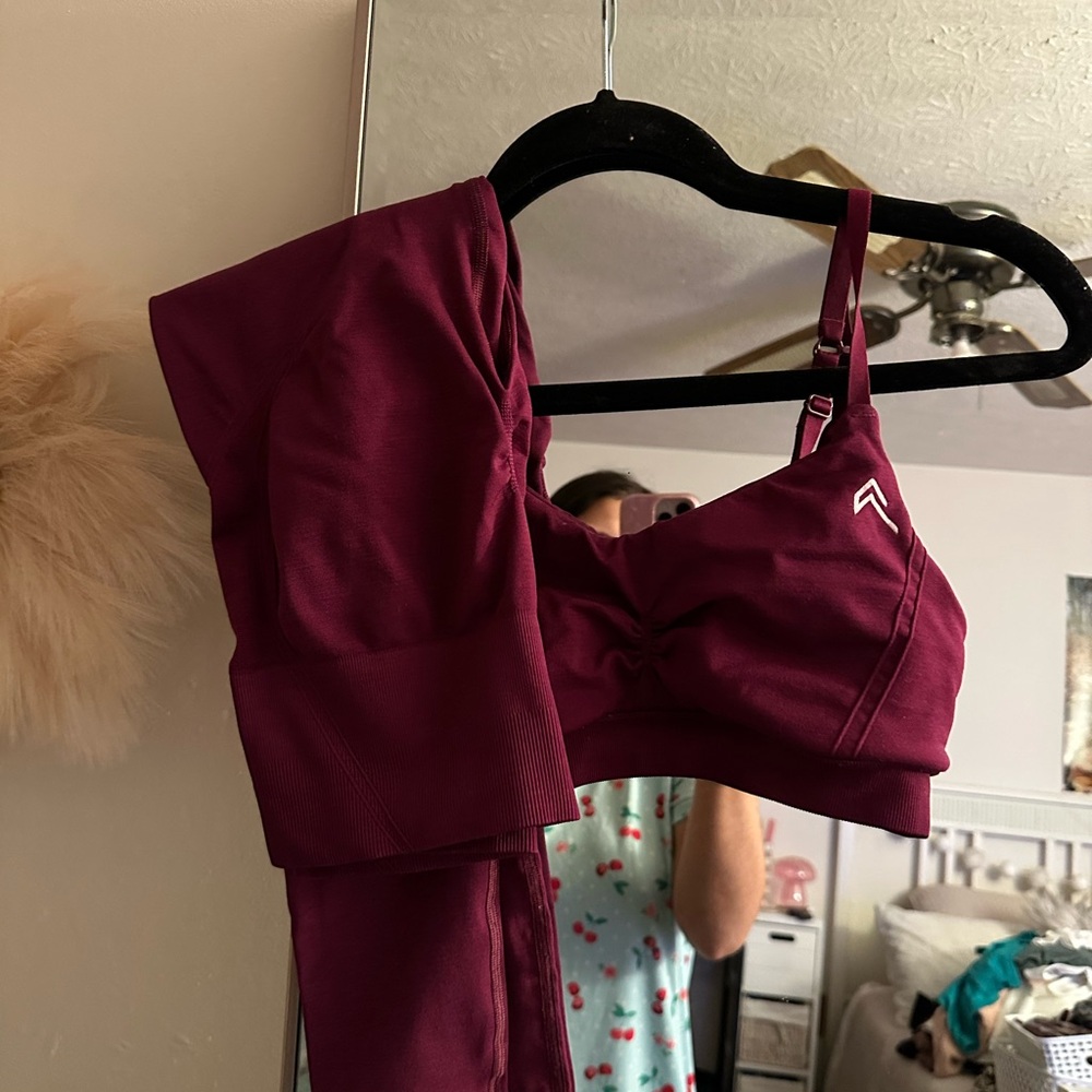 Oner Active Burgundy Sports Bra and Leggings Set